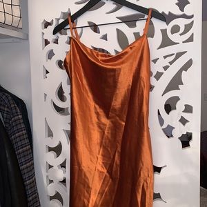 orange/rust satin dress